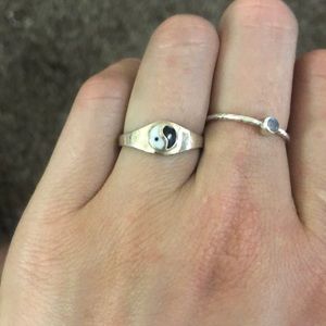 Yin Yang sterling silver ring